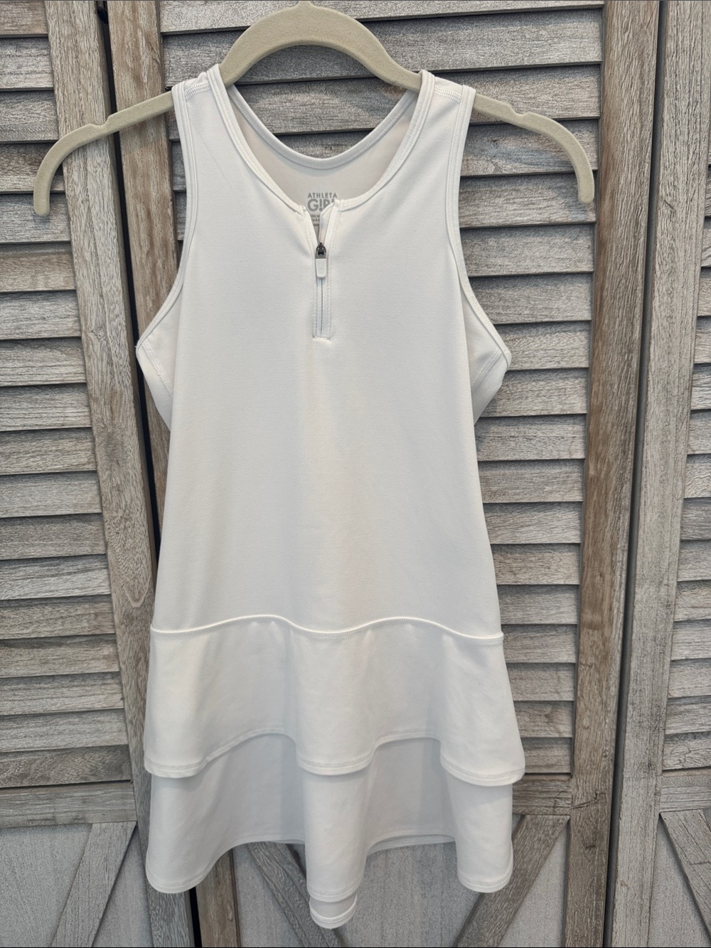 Athleta White Sleeveless Zip-Front Tiered Swing Dress for Girls
